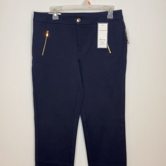 Charter Club Navy High Rise Slim Leg Ankle Dress Pant NWT - Picture 2 of 12